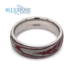 Titanium 7mm Band w/Laser Detail and Crimson Cerakote