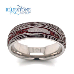 Titanium 7mm Band w/Laser Detail and Crimson Cerakote