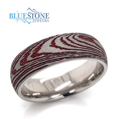 Titanium 7mm Band w/Laser Detail and Crimson Cerakote