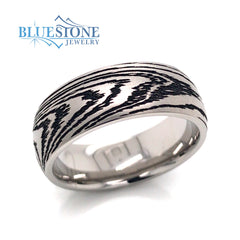 Titanium 8mm Band w/Laser Detail and Black Cerakote