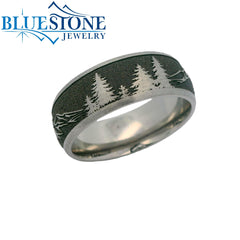 Titanium Tahoe Mountains & Trees Ring