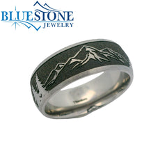 Titanium Tahoe Mountains & Trees Ring