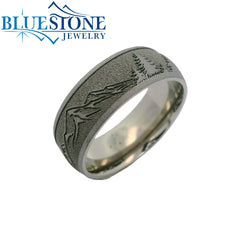 Titanium Tahoe Mountains & Trees Ring