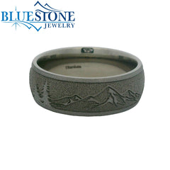 Titanium Tahoe Mountains & Trees Ring