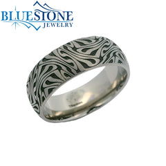 Titanium 8mm Band w/Laser Detail Escher Detail*sz10.5