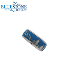 8mm Domed Titanium Band w/Ridgeway Blue Cerakote- Size 7.75