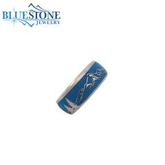 8mm Domed Titanium Band w/Ridgeway Blue Cerakote- Size 7.75