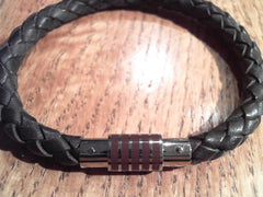 Leather/Stainless Steel Bracelet Length 20 
7.9 inches
