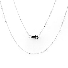 20" Sterling Silver 1mm Curb Chain with 1.9mm Beads