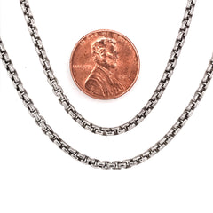24" Sterling Silver 2.5mm Venetian/Rounded Box Chain