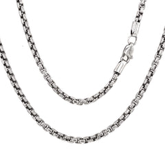 24" Sterling Silver 2.5mm Venetian/Rounded Box Chain