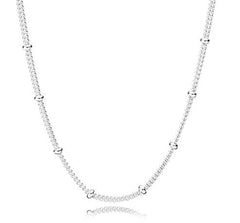 28" Adjustable Sterling Silver Beaded Curb Chain