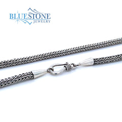Handwoven Sterling Silver Snake Chain. 24 Inches in Length. Chain Meas