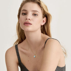 14 Karat Yellow Gold Plated Necklace with Abalone and CZs - 20"