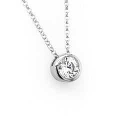 Sterling Silver with Rhodium Plating Necklace with One Sliding Bezel S