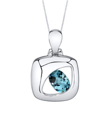 Sterling Silver London BlueTopaz Pendant with 20 Inch Chain