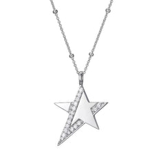 Silver Star Necklace with CZs- 20 Inches