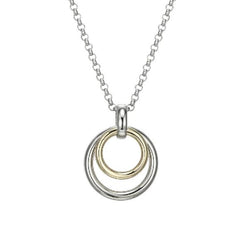 Silver & 14 KYG Plated Circle Link Necklace- 20 Inches