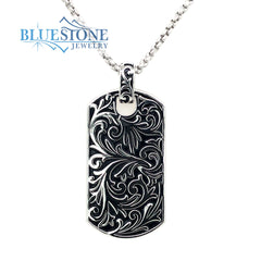 Silver Dog Tag Pendant- 20 Inches