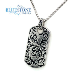 Silver Dog Tag Pendant- 20 Inches