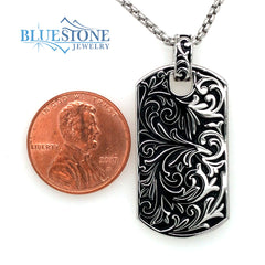 Silver Dog Tag Pendant- 20 Inches