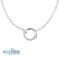 Sterling Silver Rhodium Plated Mini Link Necklace with Charm Connector