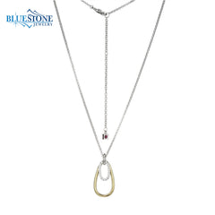 Silver & Gold Necklace with CZs- 20 Inches