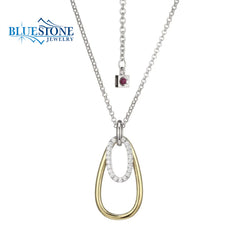 Silver & Gold Necklace with CZs- 20 Inches