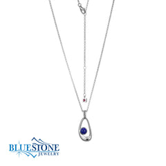 Sterling Silver Necklace with One Genuine Blue Opal- 20"