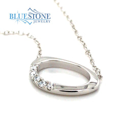 Sterling Silver Rhodium Plated Necklace with Cubic Zirconias and One R