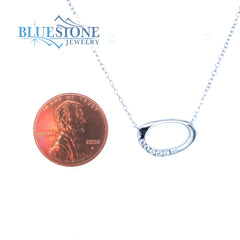 Sterling Silver Rhodium Plated Necklace with Cubic Zirconias and One R
