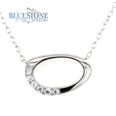 Sterling Silver Rhodium Plated Necklace with Cubic Zirconias and One R