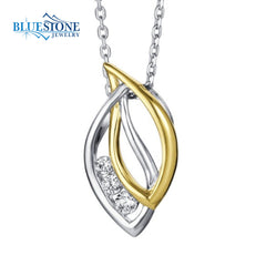 Silver and Gold Necklace with CZ- 16 Inches