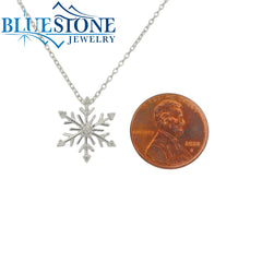 Sterling Silver and Diamond Snowflake Necklace - 18"