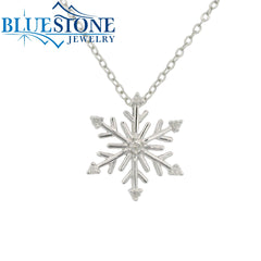 Sterling Silver and Diamond Snowflake Necklace - 18"