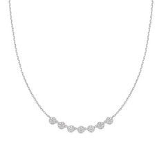 Sterling Silver & Rhodium Plated Pave Circle CZ Necklace -18"