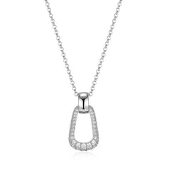 Sterling Silver Necklace with Cubic Zirconia Encrusted Pendant - 20"