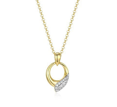 Sterling Silver and 14K Gold Plated Necklace with CZ Details - 20"