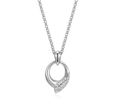 Sterling Silver and Rhodium Plated Necklace with CZ Details - 20"