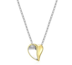 Sterling Silver and 14K Gold Plated 'Heart' Necklace - 20"