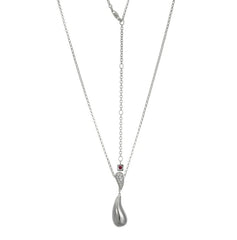 Sterling Silver Necklace with Mirrior Teardrop Pendant - 20"