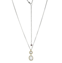 Sterling Silver & 14KY Gold Plated Miligrain CZ Necklace - 20"