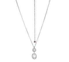 Sterling Silver and Rhodium Plated Miligrain Cubic Zirconia Necklace - 20"