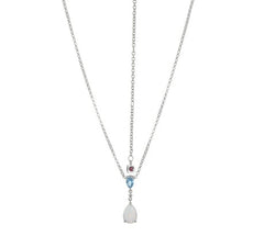 Sterling Silver Necklace with Blue Topaz, Created Opal, and CZ - 20"