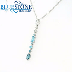 Sterling Silver Necklace w/ Swiss and London Blue Topazes- 20"