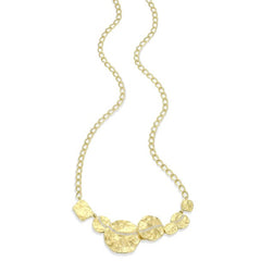 Silver and 14K Gold Plated Hammered Disc Necklace with CZ's - 20"