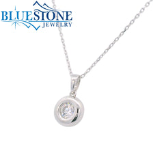 Silver and Rhodium Plated Chunky Bezel Set CZ Necklace - 20"