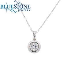 Silver and Rhodium Plated Chunky Bezel Set CZ Necklace - 20"
