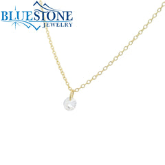 Silver and 18K Gold Plated Dainty Necklace with Single CZ - 18"