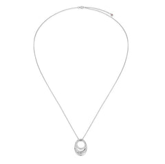 Sterling Silver Pendant w/ Encrusted Cubic Zirconias - 20"